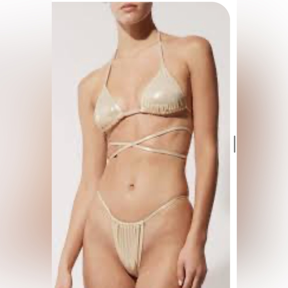 BRAND NEW gold bikini (top & bottom) Solid & Stripes!